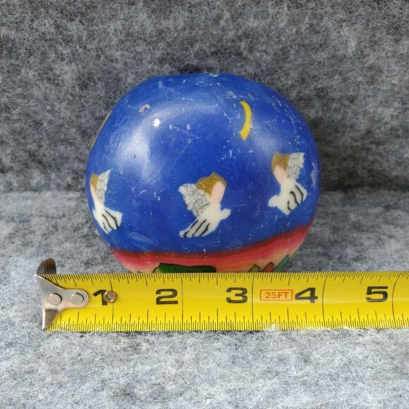 VTG 1990s PTI Ball Candle Angel And Moon Design Blue & Green 3.5" Inch Diameter - Picture 4 of 11